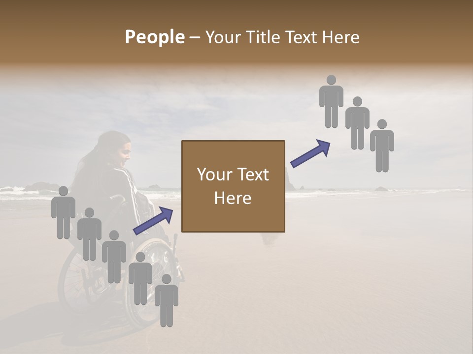 Beautiful Young Woman In A Wheel Chair Visiting Cannon Beach In Oregon, Usa. PowerPoint Template