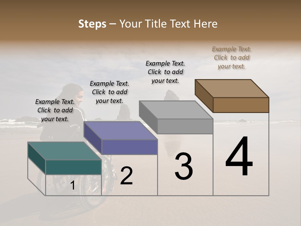 Beautiful Young Woman In A Wheel Chair Visiting Cannon Beach In Oregon, Usa. PowerPoint Template