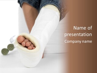 Girl With A Broken Leg PowerPoint Template