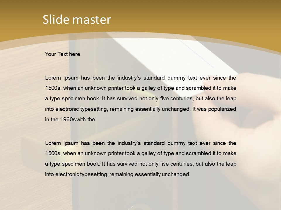 A Hand Inserting Keycard In The Electronic Lock PowerPoint Template