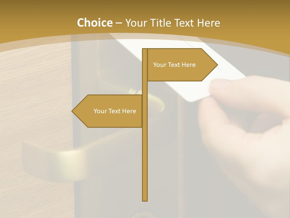A Hand Inserting Keycard In The Electronic Lock PowerPoint Template