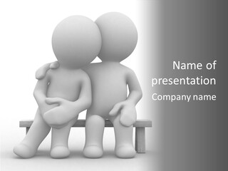 3D Cute Lovers Sit Bosom And Are Happy PowerPoint Template