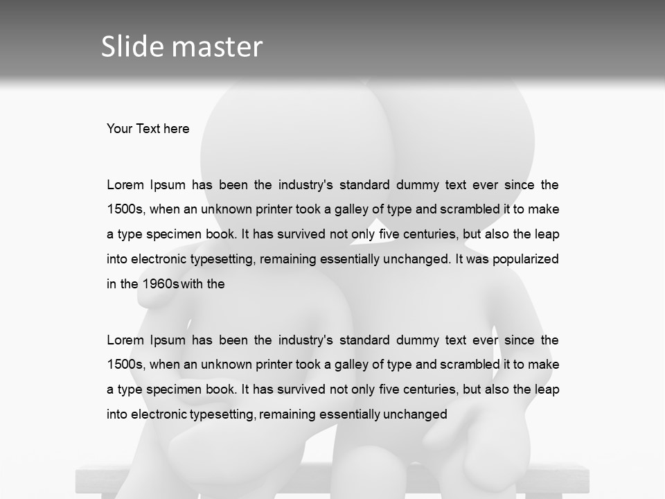 3D Cute Lovers Sit Bosom And Are Happy PowerPoint Template