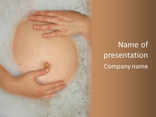 Pregnant Tummy With Hands In Bubble Bath PowerPoint Template