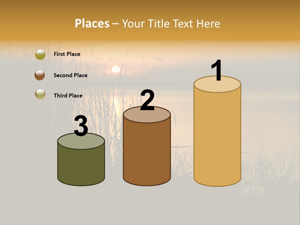 A Classic Sunset With Silhouetted Grasses In The Foreground. Lake Apopka, Florida. PowerPoint Template