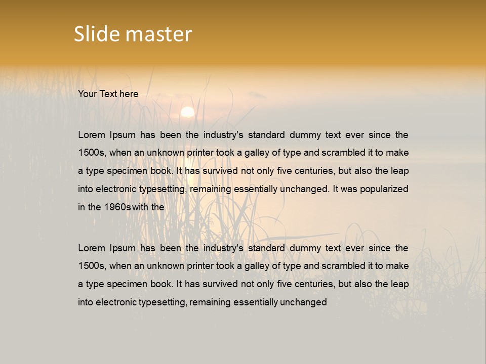 A Classic Sunset With Silhouetted Grasses In The Foreground. Lake Apopka, Florida. PowerPoint Template