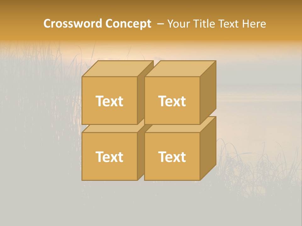 A Classic Sunset With Silhouetted Grasses In The Foreground. Lake Apopka, Florida. PowerPoint Template