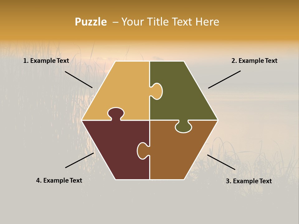 A Classic Sunset With Silhouetted Grasses In The Foreground. Lake Apopka, Florida. PowerPoint Template