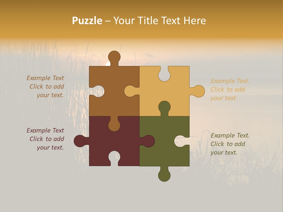 A Classic Sunset With Silhouetted Grasses In The Foreground. Lake Apopka, Florida. PowerPoint Template