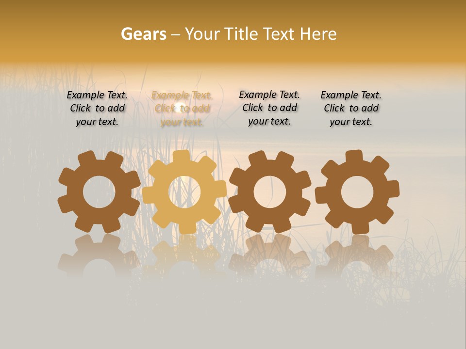 A Classic Sunset With Silhouetted Grasses In The Foreground. Lake Apopka, Florida. PowerPoint Template