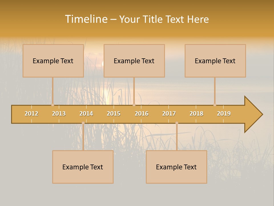A Classic Sunset With Silhouetted Grasses In The Foreground. Lake Apopka, Florida. PowerPoint Template