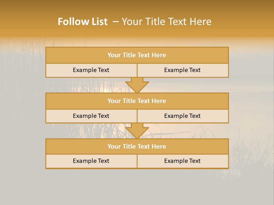 A Classic Sunset With Silhouetted Grasses In The Foreground. Lake Apopka, Florida. PowerPoint Template