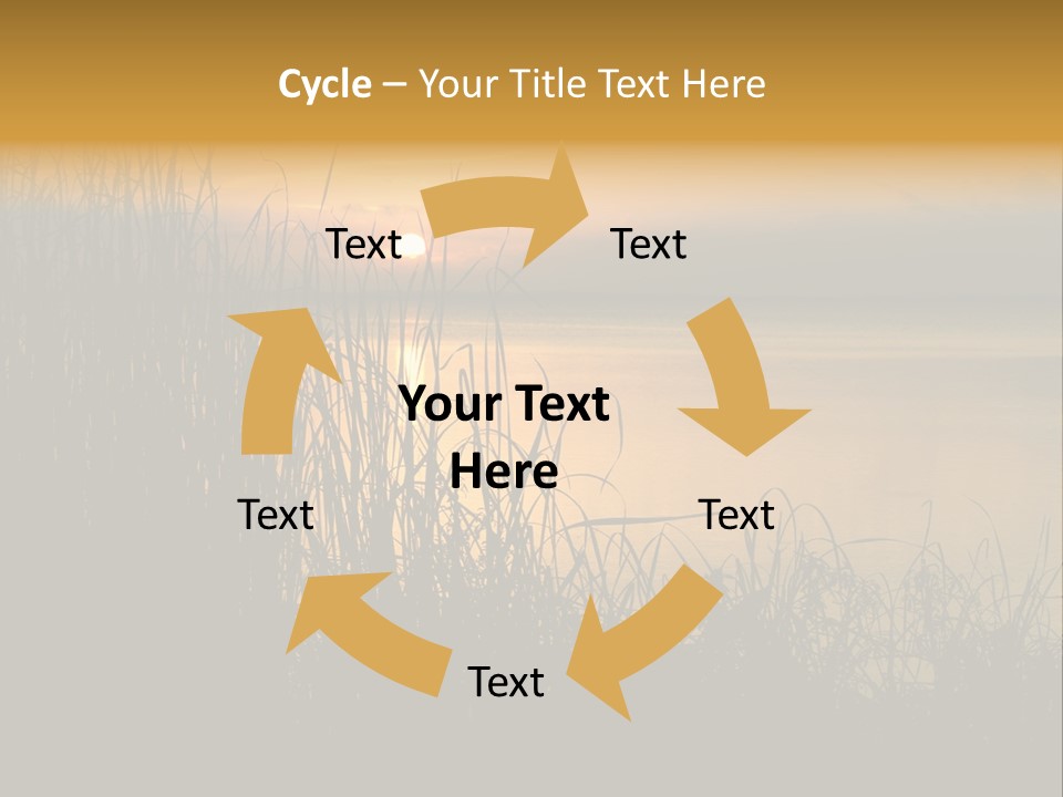 A Classic Sunset With Silhouetted Grasses In The Foreground. Lake Apopka, Florida. PowerPoint Template