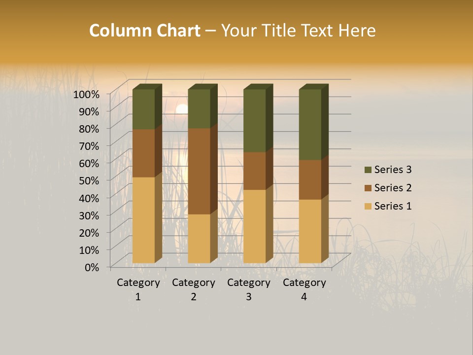 A Classic Sunset With Silhouetted Grasses In The Foreground. Lake Apopka, Florida. PowerPoint Template