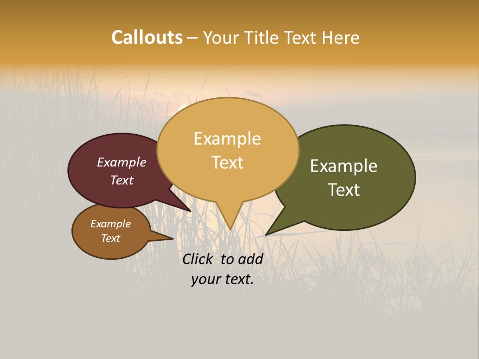 A Classic Sunset With Silhouetted Grasses In The Foreground. Lake Apopka, Florida. PowerPoint Template
