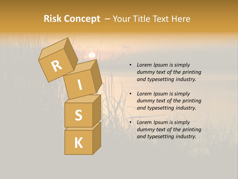 A Classic Sunset With Silhouetted Grasses In The Foreground. Lake Apopka, Florida. PowerPoint Template