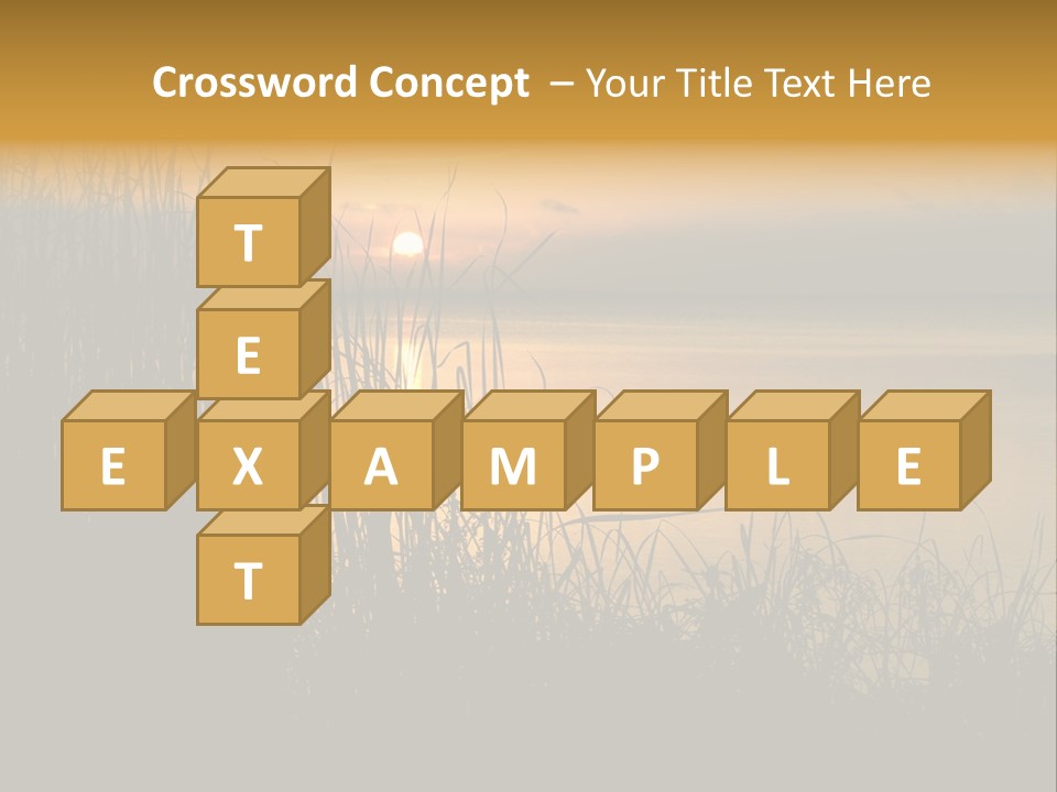 A Classic Sunset With Silhouetted Grasses In The Foreground. Lake Apopka, Florida. PowerPoint Template