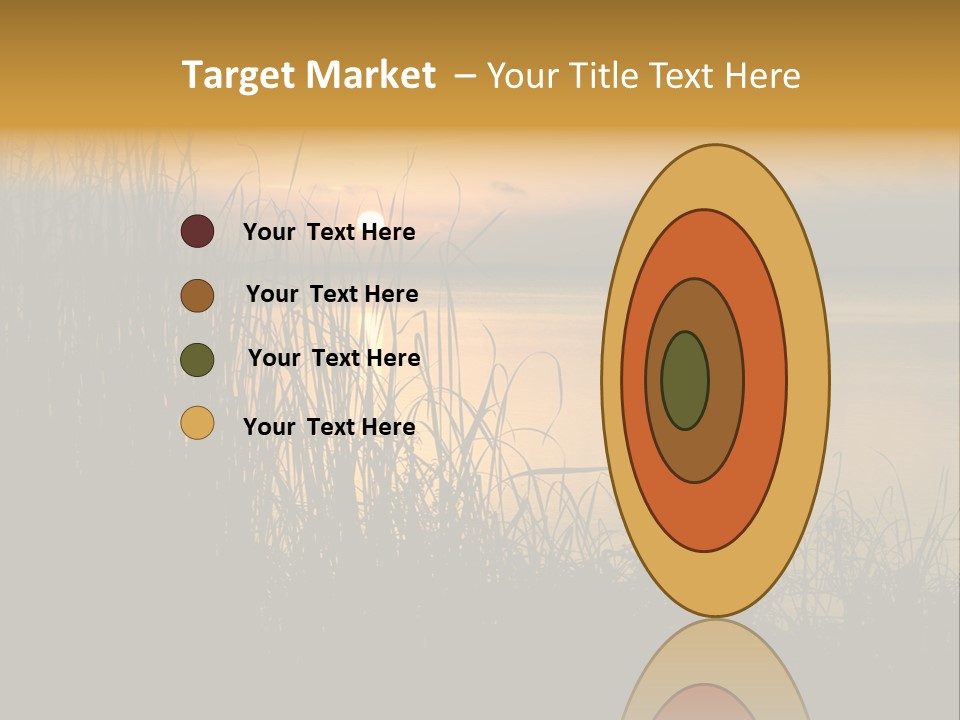 A Classic Sunset With Silhouetted Grasses In The Foreground. Lake Apopka, Florida. PowerPoint Template