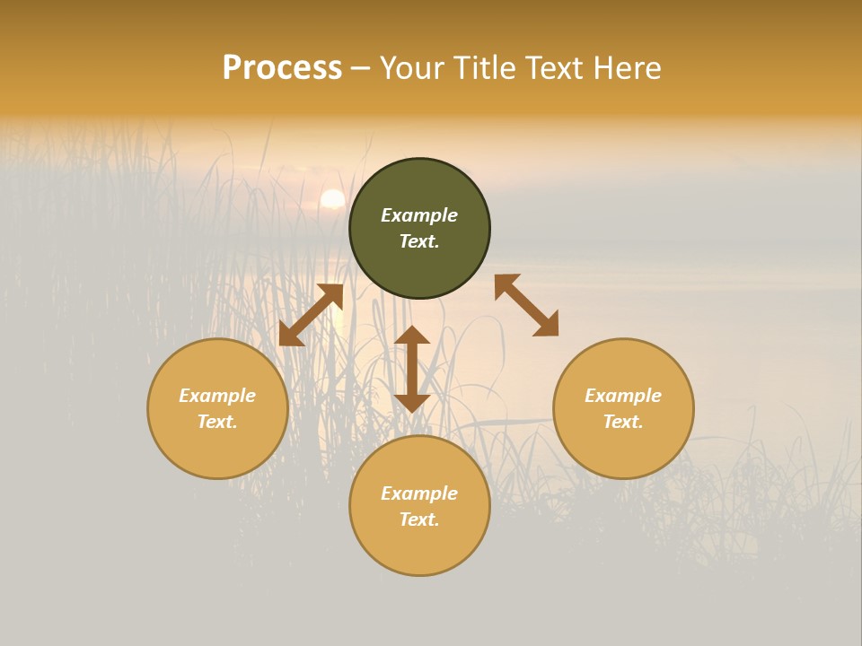 A Classic Sunset With Silhouetted Grasses In The Foreground. Lake Apopka, Florida. PowerPoint Template