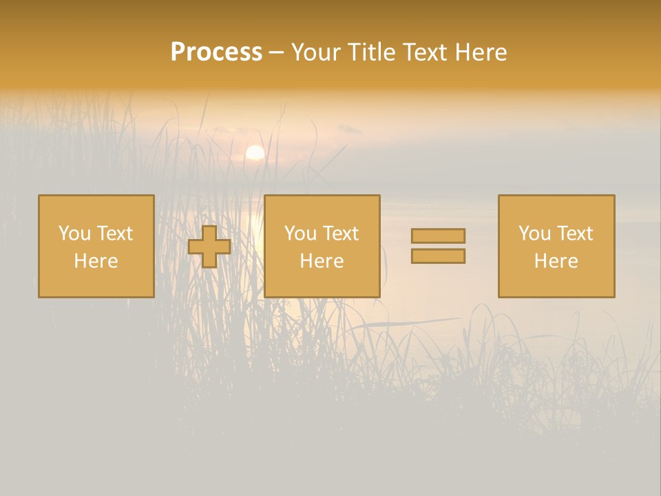 A Classic Sunset With Silhouetted Grasses In The Foreground. Lake Apopka, Florida. PowerPoint Template