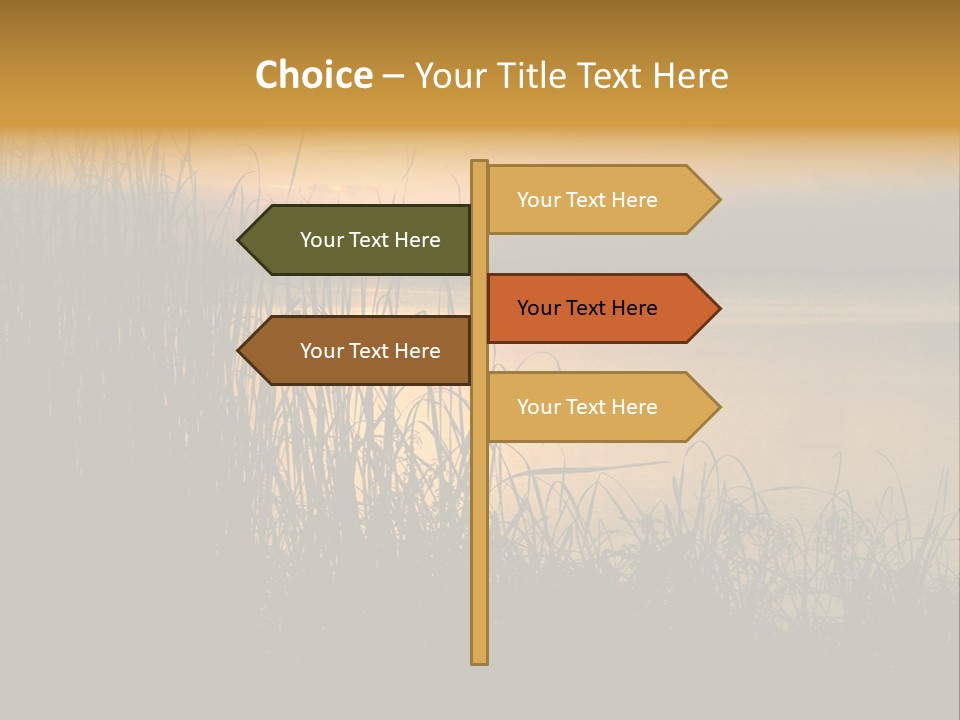 A Classic Sunset With Silhouetted Grasses In The Foreground. Lake Apopka, Florida. PowerPoint Template