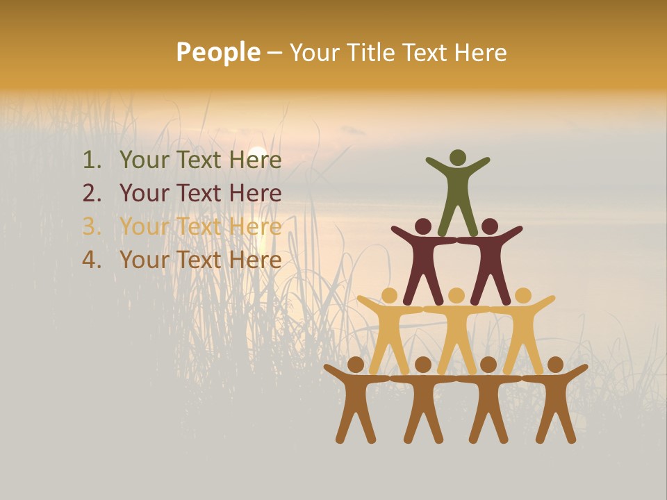 A Classic Sunset With Silhouetted Grasses In The Foreground. Lake Apopka, Florida. PowerPoint Template