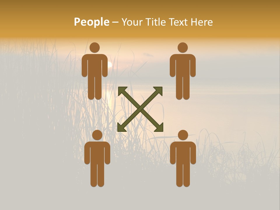 A Classic Sunset With Silhouetted Grasses In The Foreground. Lake Apopka, Florida. PowerPoint Template