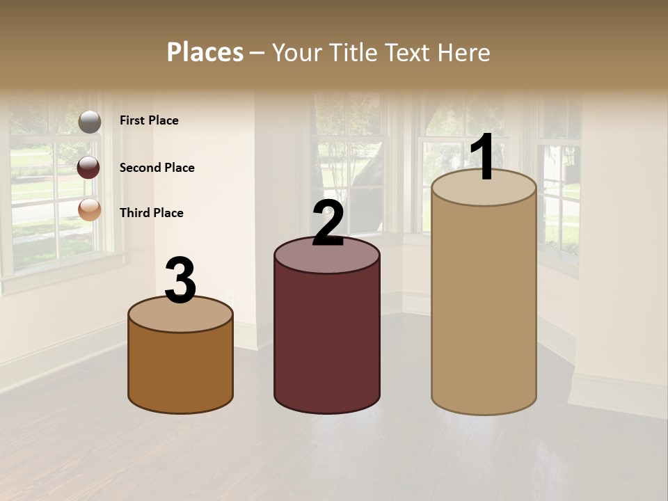 Bedroom With Bay Window And Park View PowerPoint Template