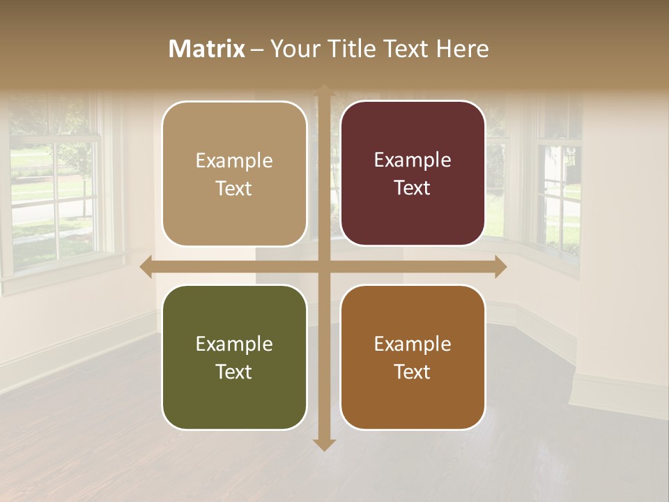 Bedroom With Bay Window And Park View PowerPoint Template