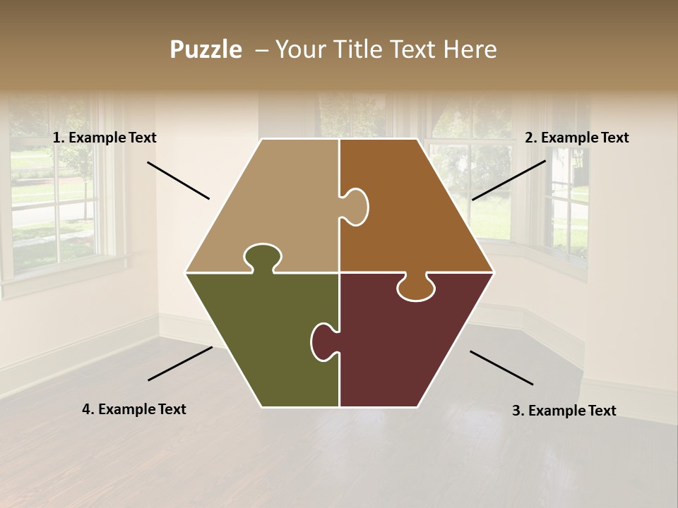 Bedroom With Bay Window And Park View PowerPoint Template