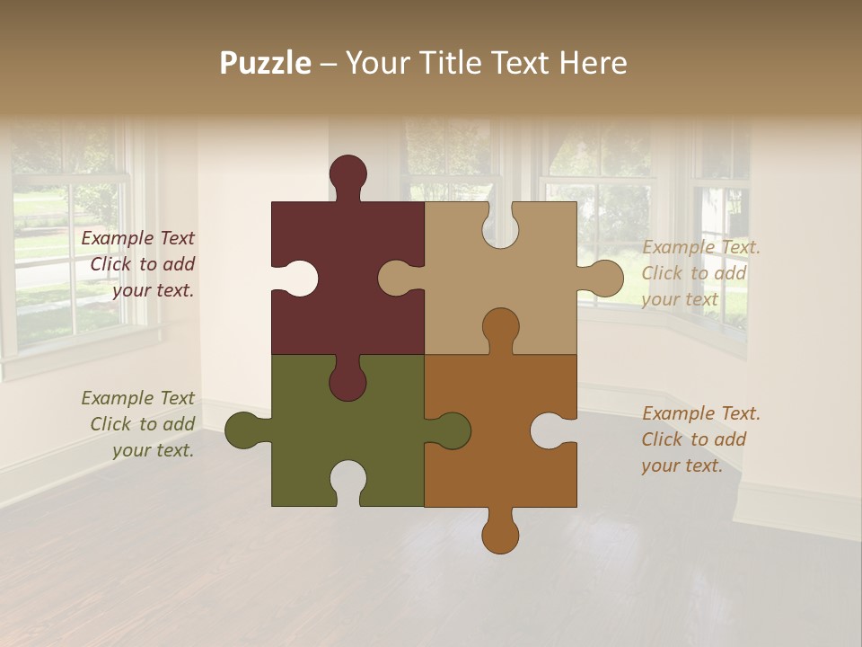 Bedroom With Bay Window And Park View PowerPoint Template