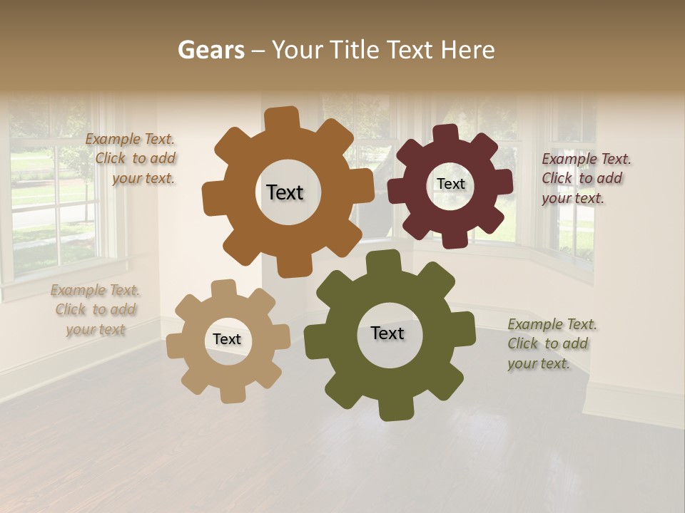 Bedroom With Bay Window And Park View PowerPoint Template