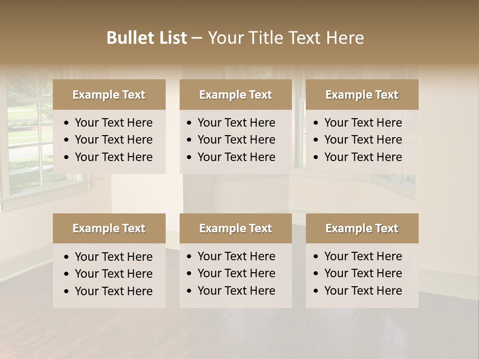 Bedroom With Bay Window And Park View PowerPoint Template