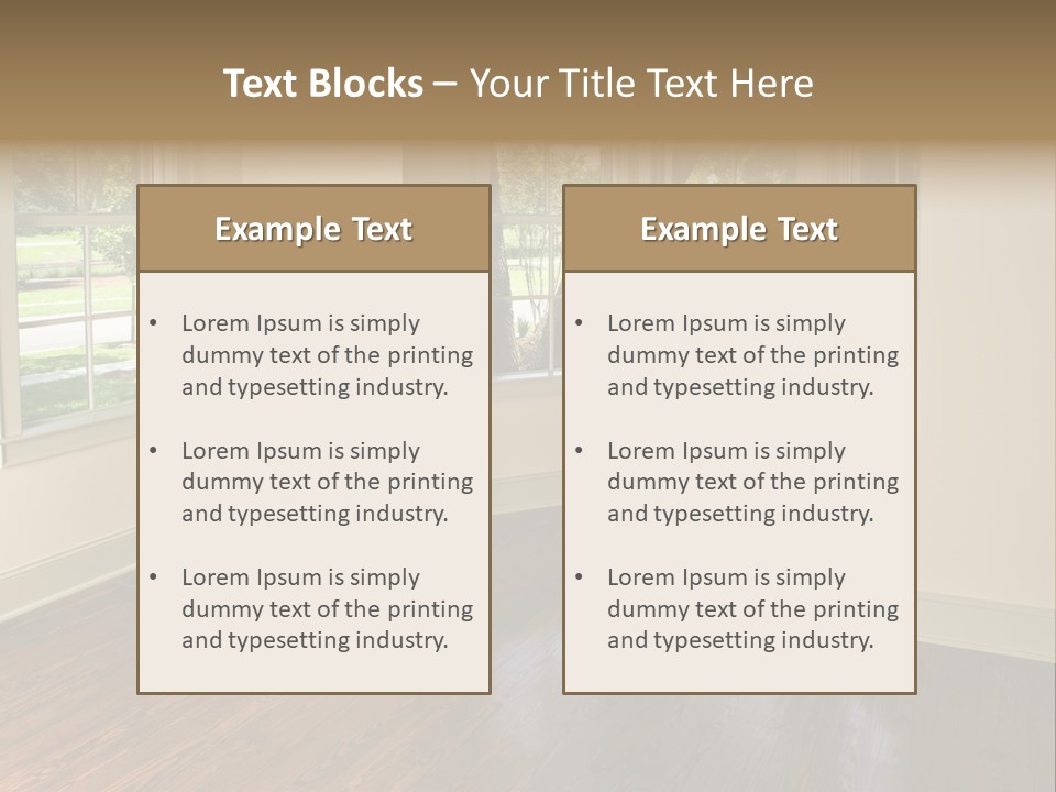 Bedroom With Bay Window And Park View PowerPoint Template