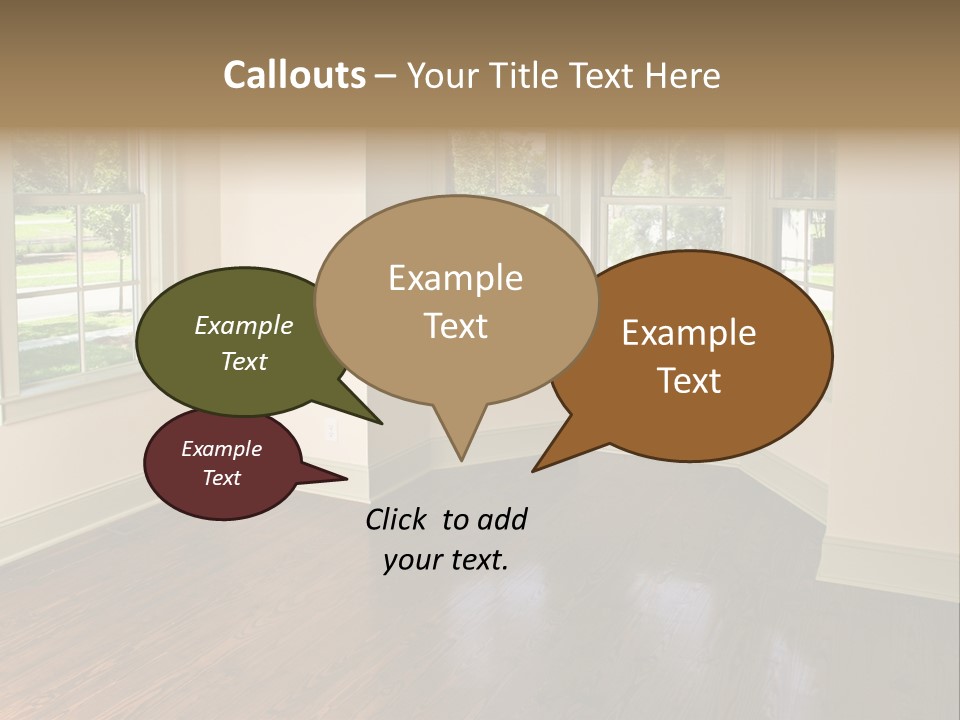 Bedroom With Bay Window And Park View PowerPoint Template