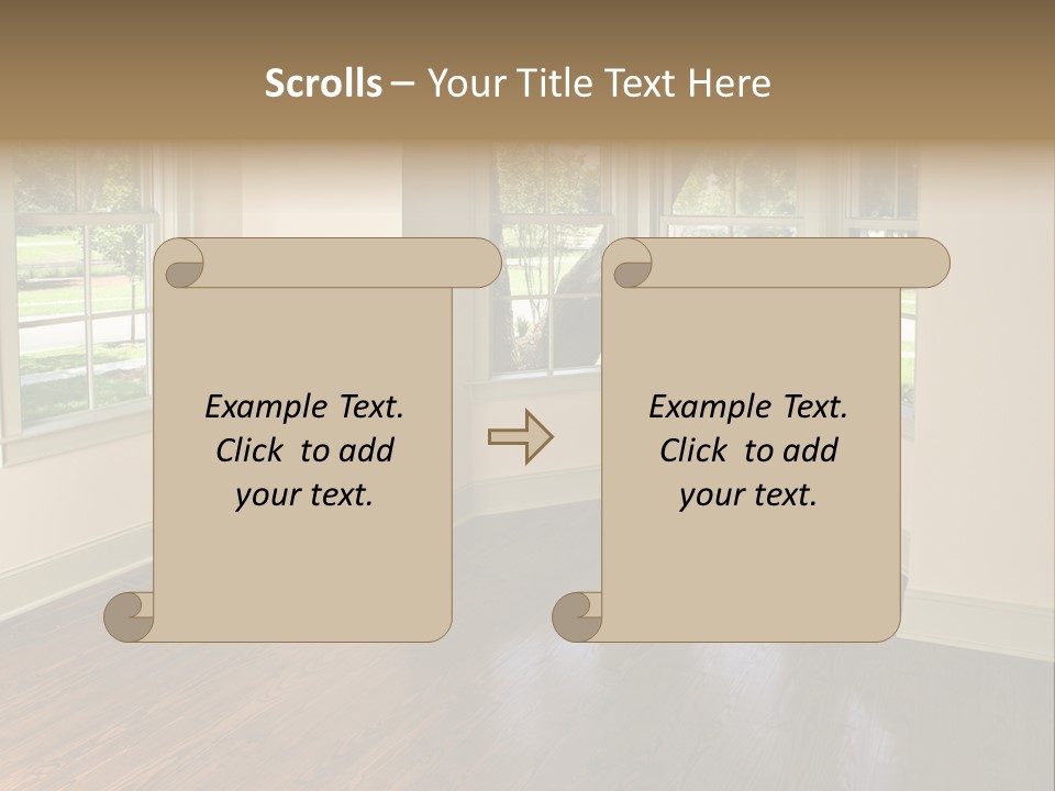 Bedroom With Bay Window And Park View PowerPoint Template