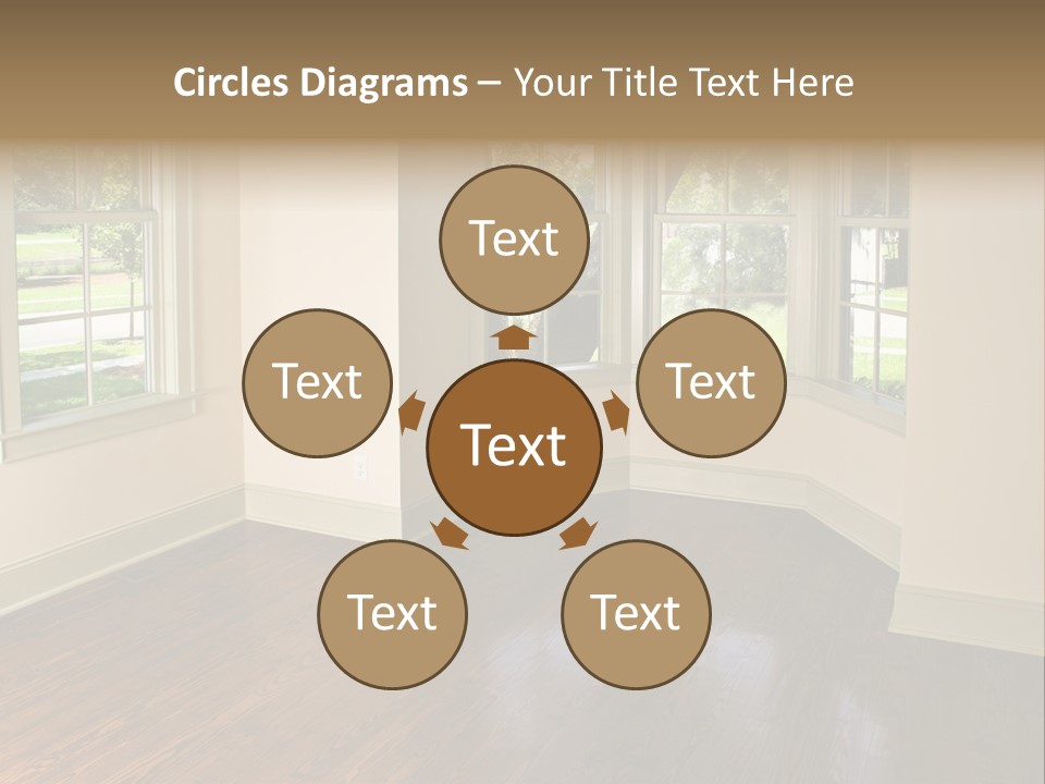 Bedroom With Bay Window And Park View PowerPoint Template