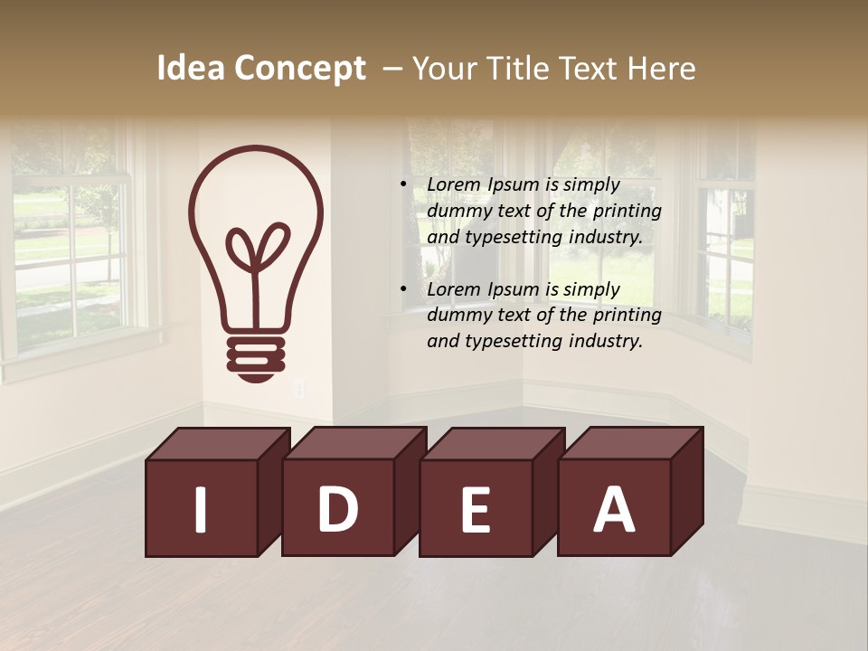 Bedroom With Bay Window And Park View PowerPoint Template