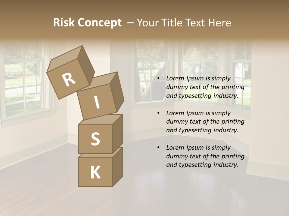 Bedroom With Bay Window And Park View PowerPoint Template