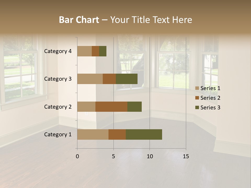 Bedroom With Bay Window And Park View PowerPoint Template