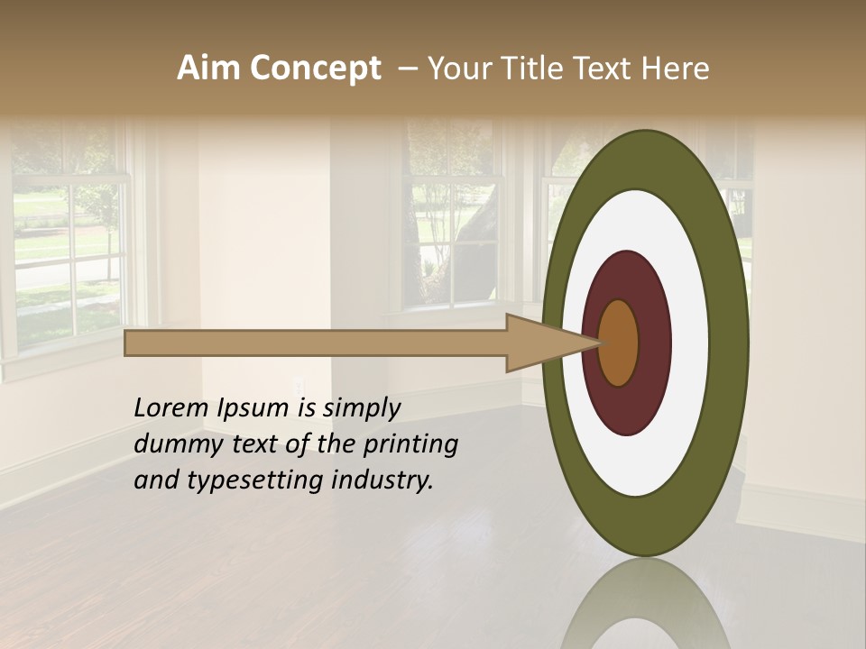 Bedroom With Bay Window And Park View PowerPoint Template