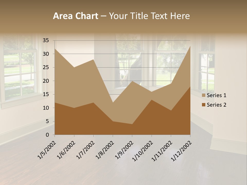 Bedroom With Bay Window And Park View PowerPoint Template