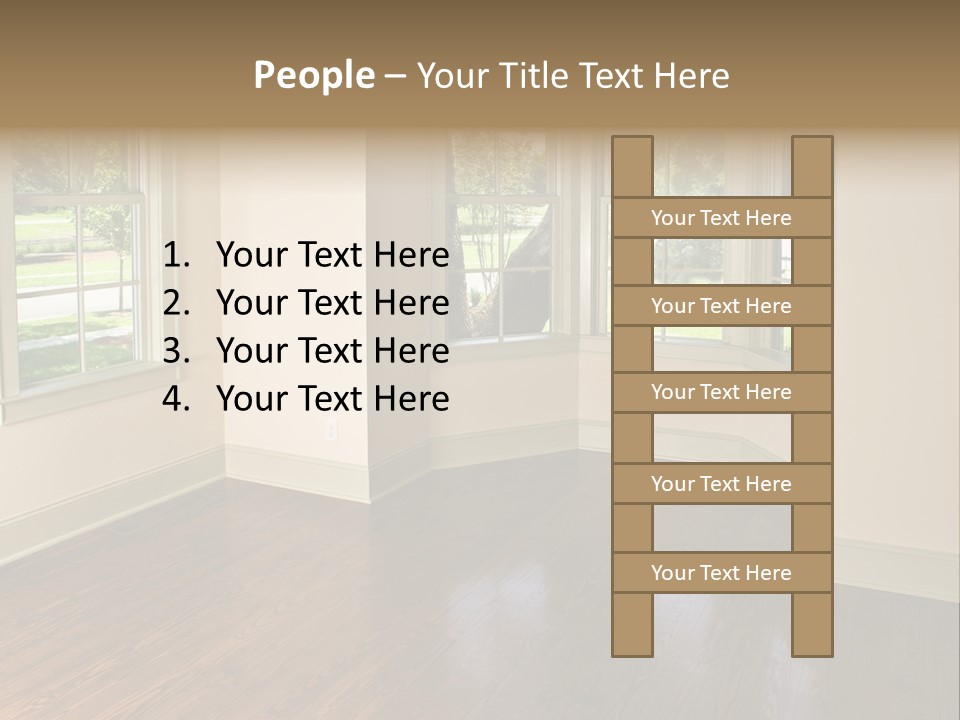 Bedroom With Bay Window And Park View PowerPoint Template