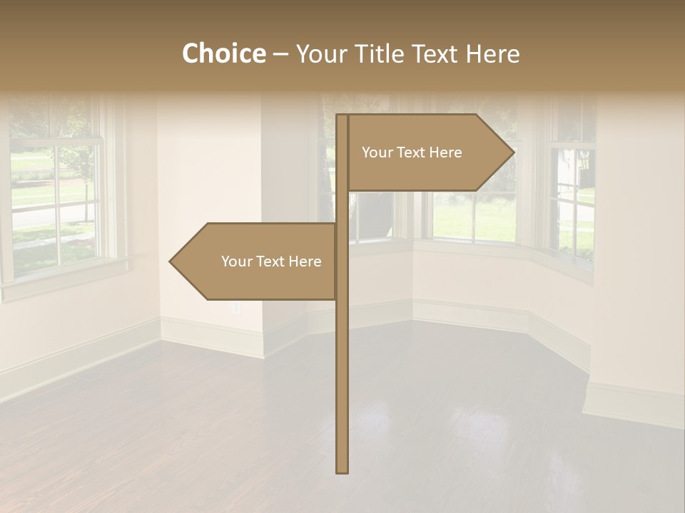 Bedroom With Bay Window And Park View PowerPoint Template