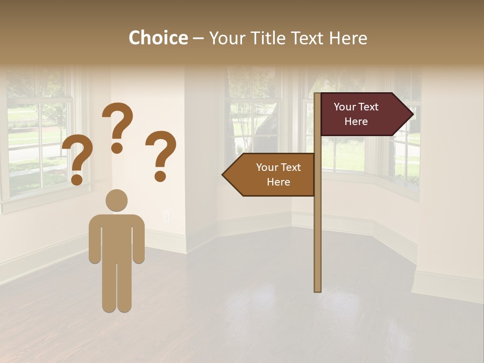 Bedroom With Bay Window And Park View PowerPoint Template