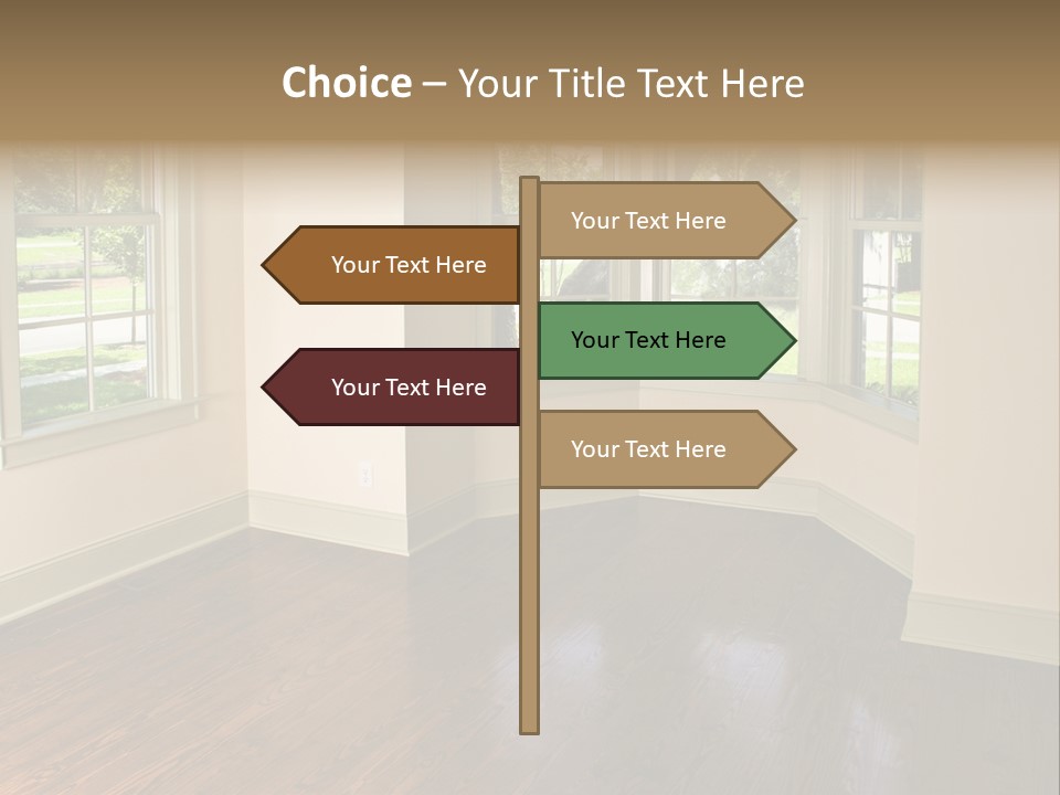 Bedroom With Bay Window And Park View PowerPoint Template