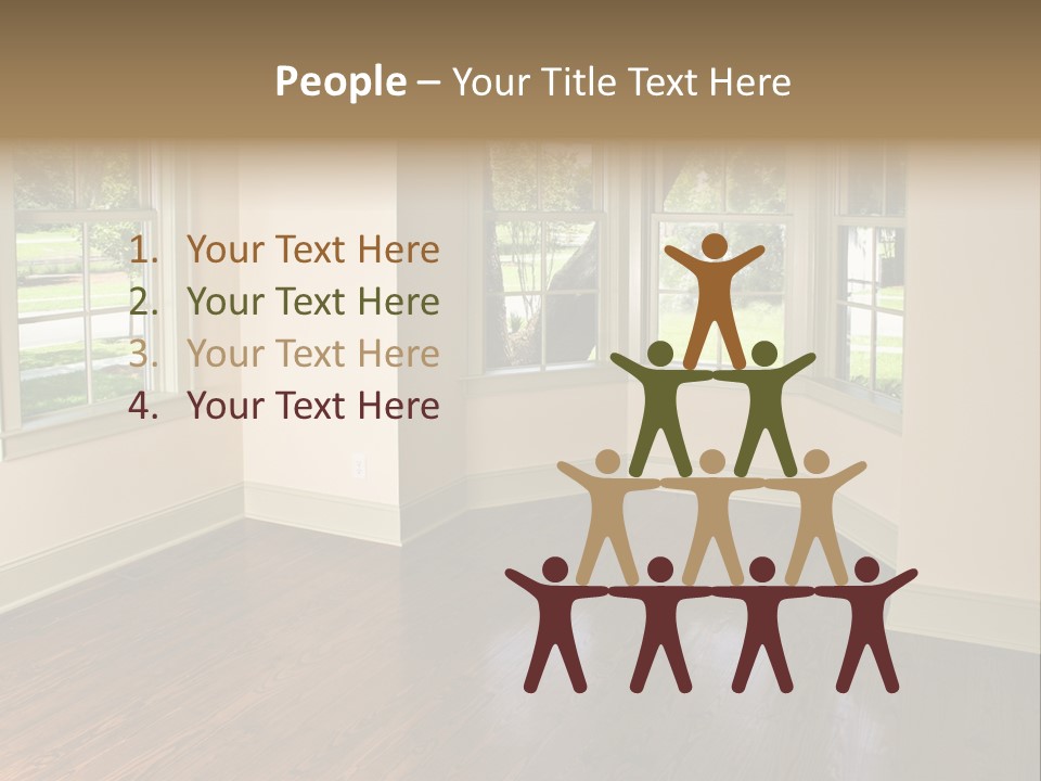 Bedroom With Bay Window And Park View PowerPoint Template