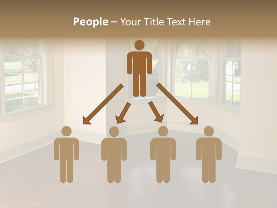 Bedroom With Bay Window And Park View PowerPoint Template