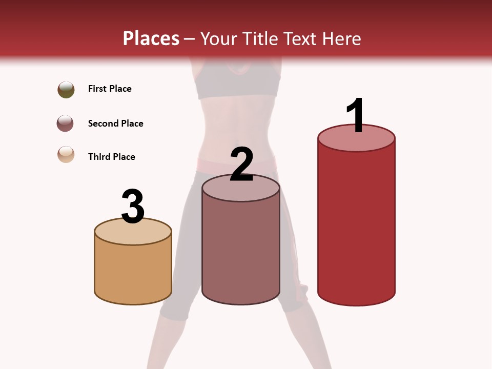 Young Woman Working Out In The Gym Stretches And Raises A Medicine Ball Above Her Head PowerPoint Template