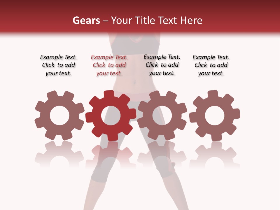 Young Woman Working Out In The Gym Stretches And Raises A Medicine Ball Above Her Head PowerPoint Template